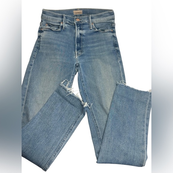 Mother Denim The Mid-Rise Dazzler Ankle Fray Jeans Sz 26 Cropped Cotton Stretch - Picture 5 of 12